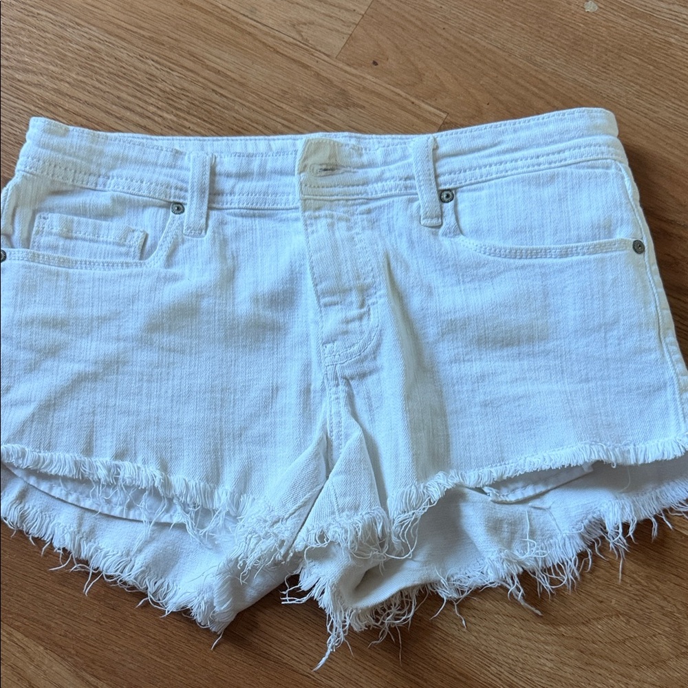 Eunina Crisp White Frayed Hem Jean Shorts